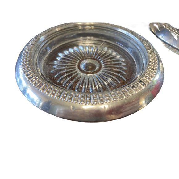 Set of 3 Antique Art Deco Sterling Silver Wrapped Crystal Coasters - Picture 5 of 11